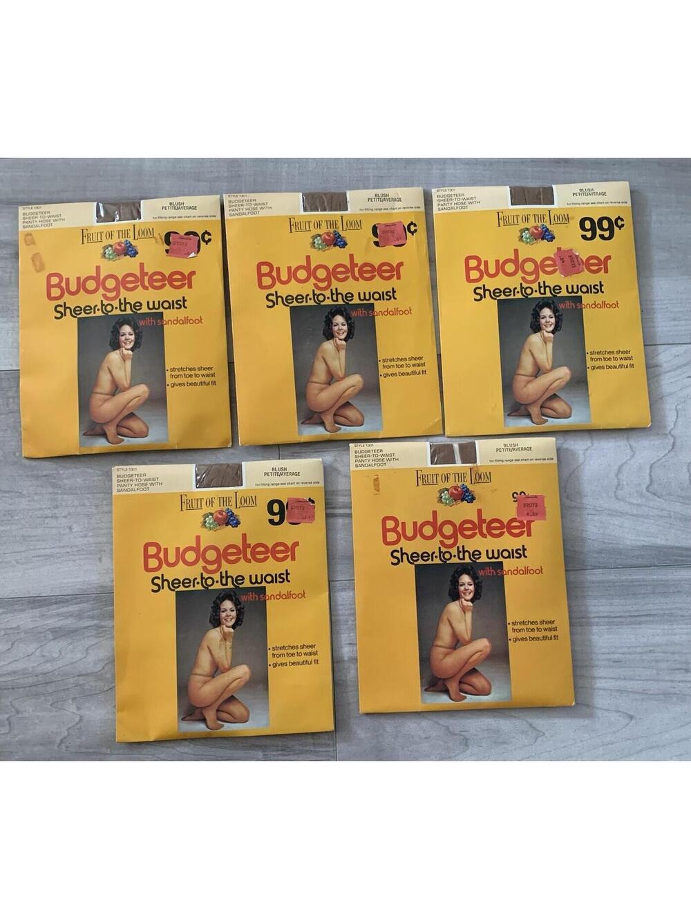 Vtg fruit of the loom budgeteer Blush pantyhose sz petite/average 1970s Lot Of 5